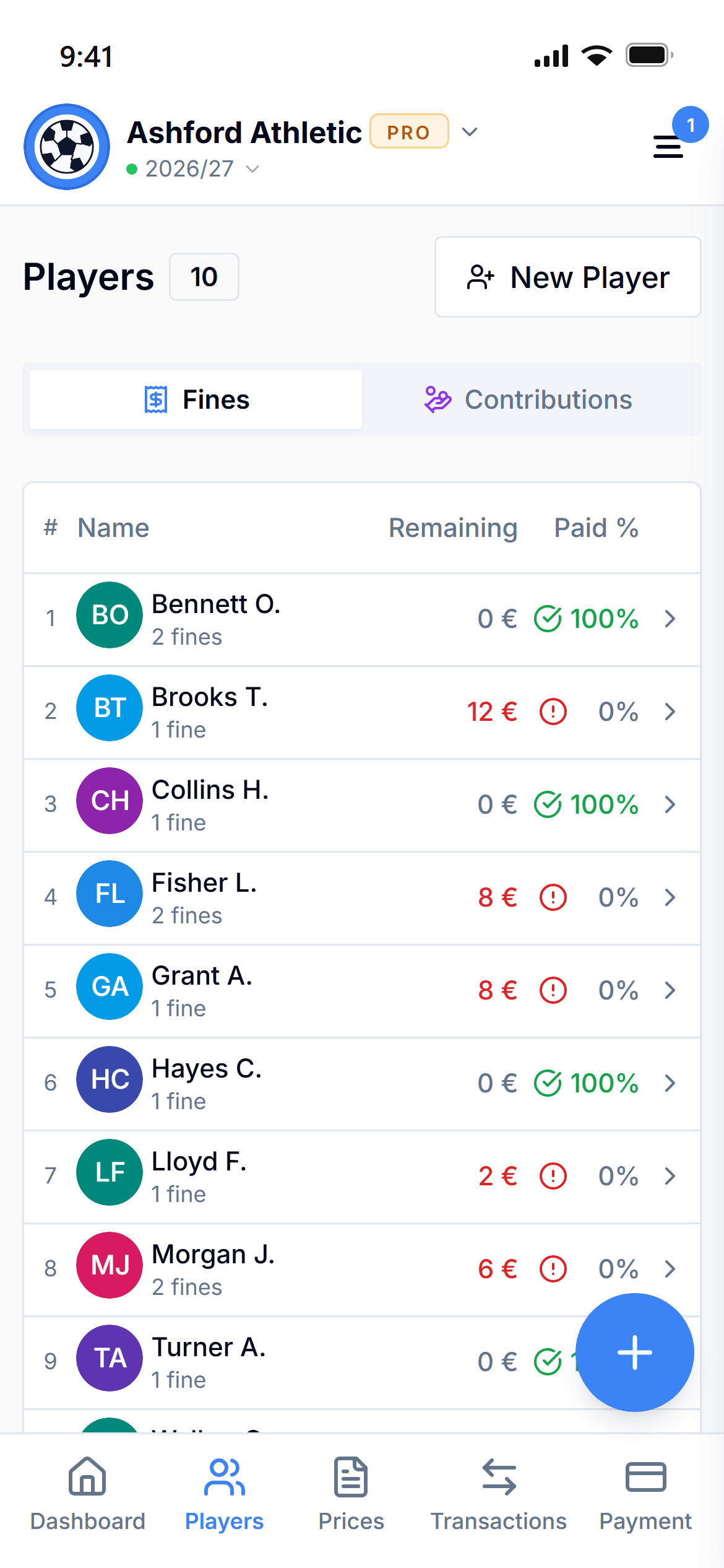 Player list screenshot